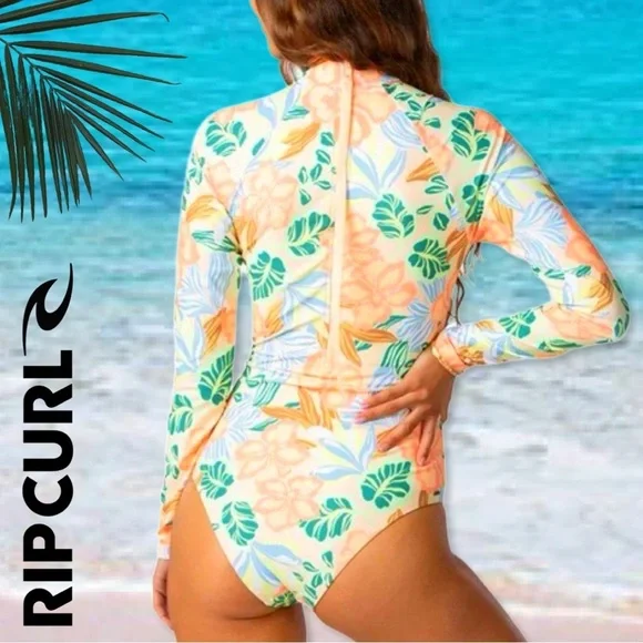 Rip curl Follow The Sun Coral Floral Long Sleeve Surf Suit One Piece Swim S,M,L - Picture 3 of 14